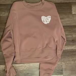 rose gold “practice self love” cropped hoodie Large